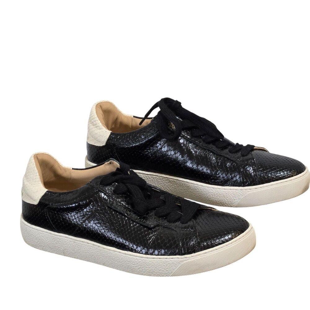 AllSaints Womens Black Trish Snake Embossed Leather Sneakers 38/7.5 low top City